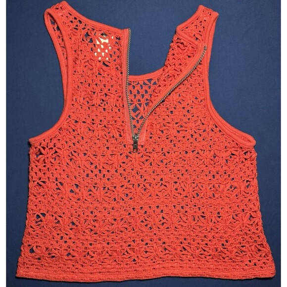 Women's Sz M Crochet Mudd Summer Top With Zipper Back Medium - Picture 3 of 7